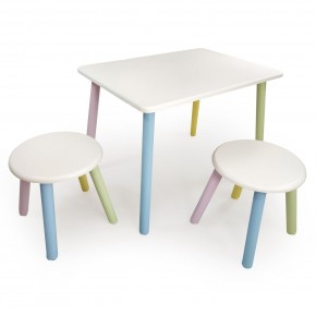Детский комплект стол и два табурета круглых  (Белый, Белый, Цветной) в Карталах - kartaly.mebel-74.com | фото