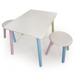 Детский комплект стол и два табурета круглых с накладкой Космос  (Белый, Белый, Цветной) в Карталах - kartaly.mebel-74.com | фото