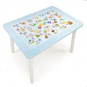 Детский стол с накладкой Алфавит  (Голубой/Белый) в Карталах - kartaly.mebel-74.com | фото