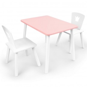 Комплект детской мебели стол и два стула Корона  (Розовый/Белый/Белый) в Карталах - kartaly.mebel-74.com | фото
