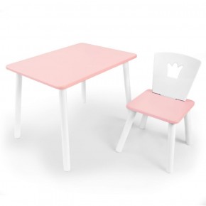 Комплект детской мебели стол и стул Корона (Розовый/Розовый/Белый) в Карталах - kartaly.mebel-74.com | фото