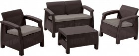 Комплект мебели Корфу сет (Corfu set) коричневый - серо-бежевый * в Карталах - kartaly.mebel-74.com | фото