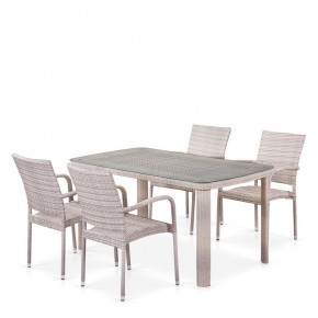 Комплект плетеной мебели T256C/Y376C-W85 Latte (4+1) + подушки на стульях в Карталах - kartaly.mebel-74.com | фото