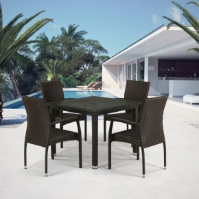 Комплект плетеной мебели T257A/YC379A-W53 Brown (4+1) + подушки на стульях в Карталах - kartaly.mebel-74.com | фото