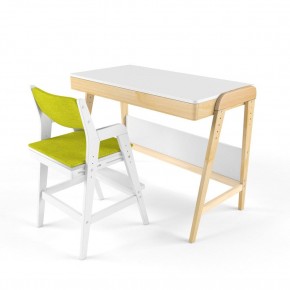 Комплект растущий стол и стул с чехлом 38 попугаев «Вуди» (Белый, Белый, Грин) в Карталах - kartaly.mebel-74.com | фото