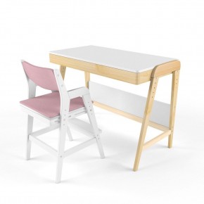 Комплект растущий стол и стул с чехлом 38 попугаев «Вуди» (Белый, Белый, Розовый) в Карталах - kartaly.mebel-74.com | фото