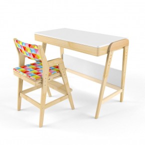 Комплект растущий стол и стул с чехлом 38 попугаев «Вуди» (Белый, Береза, Ромбы) в Карталах - kartaly.mebel-74.com | фото