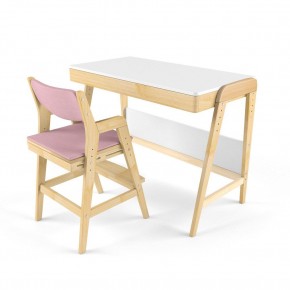 Комплект растущий стол и стул с чехлом 38 попугаев «Вуди» (Белый, Береза, Розовый) в Карталах - kartaly.mebel-74.com | фото