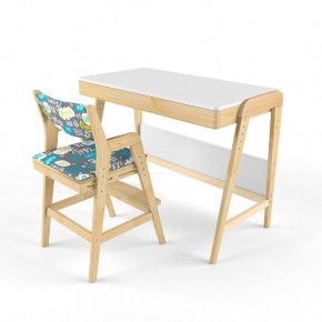 Комплект растущий стол и стул с чехлом 38 попугаев «Вуди» (Белый, Береза, Салют) в Карталах - kartaly.mebel-74.com | фото