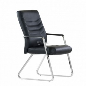 Кресло Barneo K-25 для посетителей и переговорных (хром, черная экокожа) в Карталах - kartaly.mebel-74.com | фото
