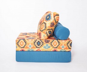 Кресло-кровать-пуф бескаркасное Прайм (мехико желтый-морская волна) в Карталах - kartaly.mebel-74.com | фото