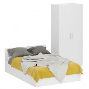 Кровать 1400 + Шкаф 2-х створчатый Стандарт, цвет белый, ШхГхВ 143,5х203,5х70 + 90х52х200 см., сп.м. 1400х2000 мм., без матраса, основание есть в Карталах - kartaly.mebel-74.com | фото