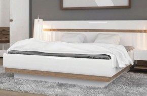 Кровать 160/TYP 94-01 с подъемником, LINATE ,цвет белый/сонома трюфель в Карталах - kartaly.mebel-74.com | фото