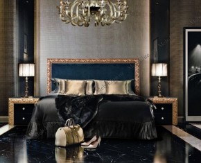Кровать 2-х спальная (1,6 м) Тиффани Premium черная/золото с мягким элементом (Антрацит) с подъемным механизмомарт (ТФКР-3[3](П) в Карталах - kartaly.mebel-74.com | фото