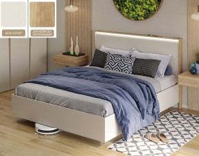 Кровать (Бело-серый U775 ST9/Дуб Небраска натуральный) 1600 в Карталах - kartaly.mebel-74.com | фото