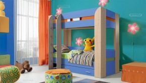 Кровать детская 2-х ярусная Юниор-6 с ящиком ЛДСП (800*1900) в Карталах - kartaly.mebel-74.com | фото
