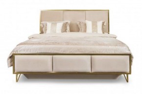 Кровать Lara 1600 с мягким изголовьем + основание (бежевый глянец) в Карталах - kartaly.mebel-74.com | фото
