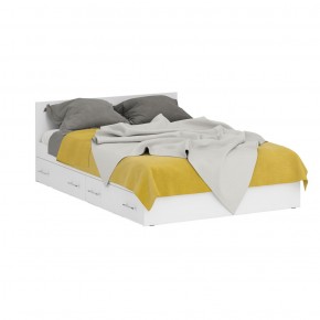 Кровать с ящиками 1400 + Пенал Стандарт, цвет белый, ШхГхВ 143,5х203,5х70 + 45х52х200 см., сп.м. 1400х2000 мм., без матраса, основание есть в Карталах - kartaly.mebel-74.com | фото