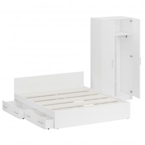 Кровать с ящиками 1800 + Шкаф 2-х створчатый Стандарт, цвет белый, ШхГхВ 183,5х203,5х70 + 90х52х200 см., сп.м. 1800х2000 мм., б/м, основание есть в Карталах - kartaly.mebel-74.com | фото