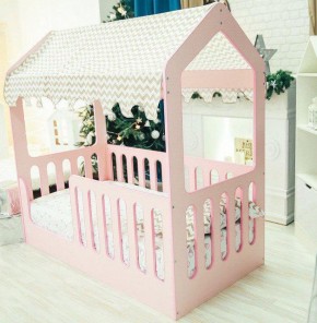 Кровать-домик без ящика 800*1600 (Розовый) в Карталах - kartaly.mebel-74.com | фото