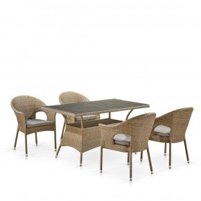 Обеденный комплект плетеной мебели T198B/Y79B-W56 Light Brown (4+1) в Карталах - kartaly.mebel-74.com | фото