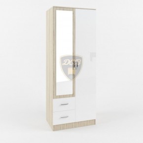 Шкаф 2-х створчатый с зеркалом Софи СШК 800.3 (дуб сонома/белый глянец) в Карталах - kartaly.mebel-74.com | фото
