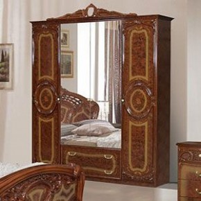 Шкаф 4-х дверный с зеркалами (01.144) Роза (орех) в Карталах - kartaly.mebel-74.com | фото