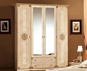 Шкаф 4-х дверный с зеркалами (02.144) Рома (беж) в Карталах - kartaly.mebel-74.com | фото