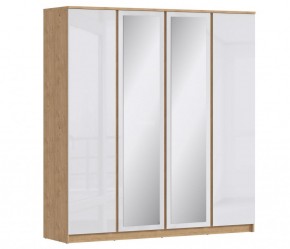 Шкаф 4х дверный с зеркалами Веста СБ-3082 (Дуб Бунратти/Белый глянец) в Карталах - kartaly.mebel-74.com | фото
