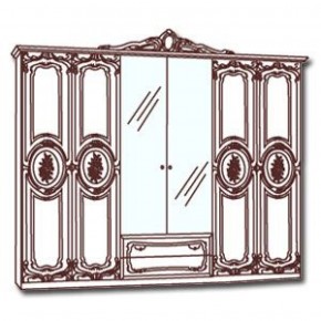 Шкаф 6-и дверный с зеркалами (01.146) Роза (беж) в Карталах - kartaly.mebel-74.com | фото