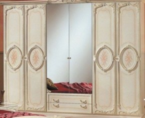 Шкаф 6-и дверный с зеркалами (01.146) Роза (беж) в Карталах - kartaly.mebel-74.com | фото