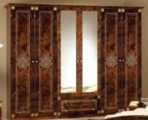 Шкаф 6-и дверный с зеркалами (02.146) Рома (орех) в Карталах - kartaly.mebel-74.com | фото