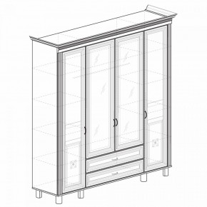 Шкаф для одежды 4-дверный с зеркалом №493 Марлен кремовый белый в Карталах - kartaly.mebel-74.com | фото