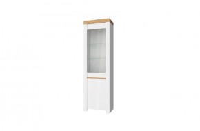 Шкаф с витриной  1V1D, TAURUS, цвет белый/дуб вотан в Карталах - kartaly.mebel-74.com | фото