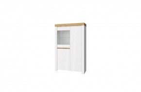 Шкаф с витриной 1V2D, TAURUS, цвет белый/дуб вотан в Карталах - kartaly.mebel-74.com | фото