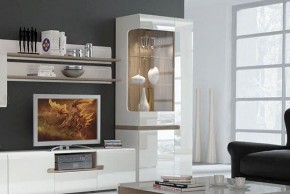Шкаф с витриной 3D/TYP 01L, LINATE ,цвет белый/сонома трюфель в Карталах - kartaly.mebel-74.com | фото