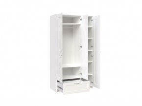 Шкаф СИРИУС трёхдверный белый с одним выдвижным ящиком и зеркалом в Карталах - kartaly.mebel-74.com | фото