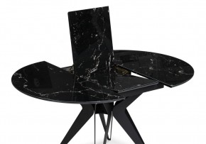 Стол стеклянный Рикла 110(150)х110х76 черный мрамор / черный в Карталах - kartaly.mebel-74.com | фото